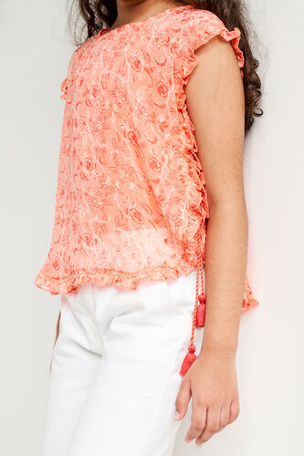 Coral Floral Flounce Top, Coral, image 6